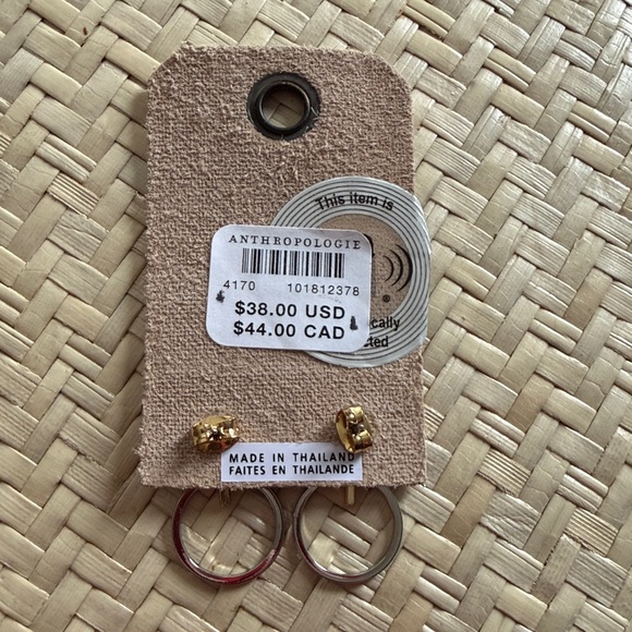 NWT Anthropologie Two-Tone Circle Drop Earrings - Picture 5 of 5